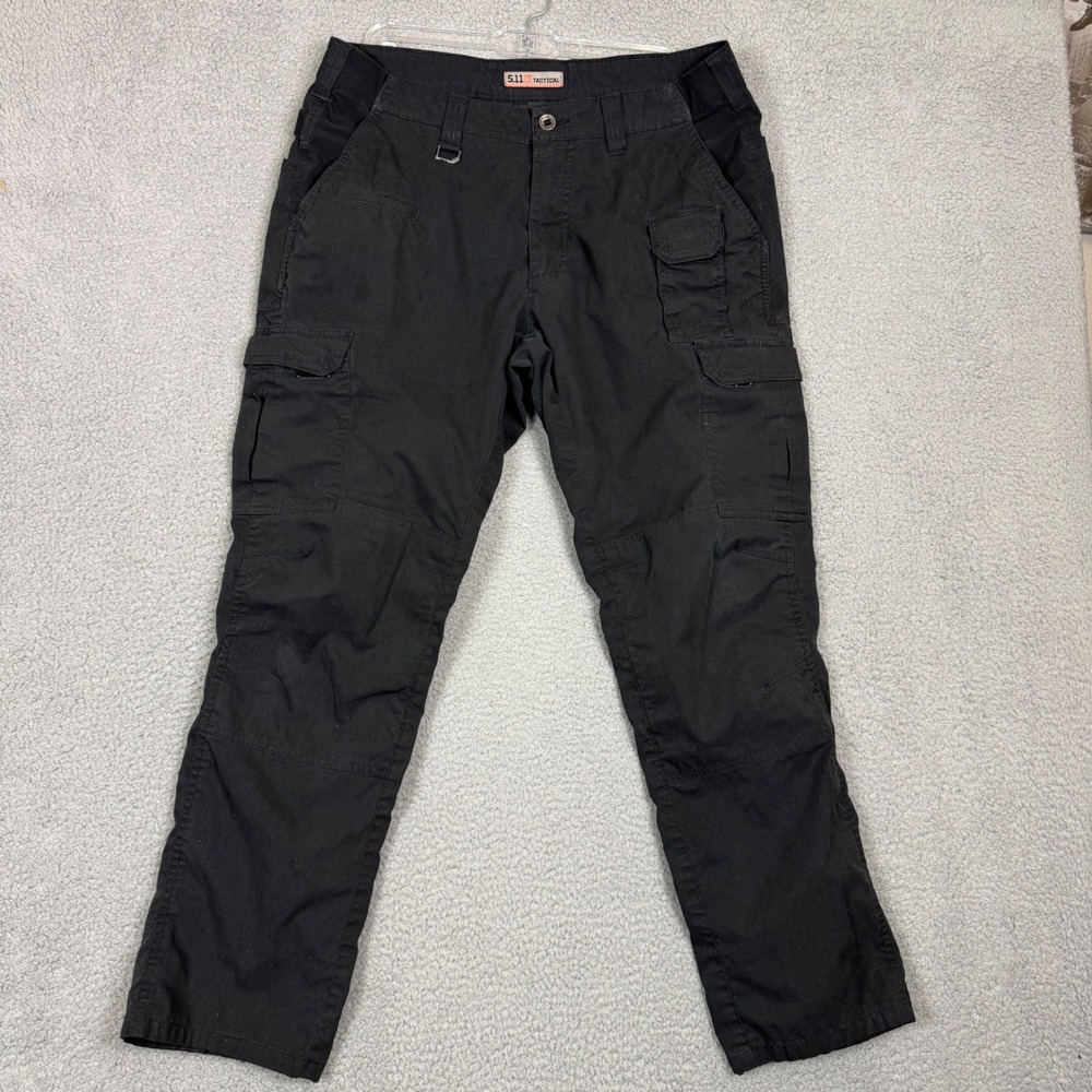 5.11 Tactical Mens Black Ripstop Cargo Pants Utility Work Trousers 36x32